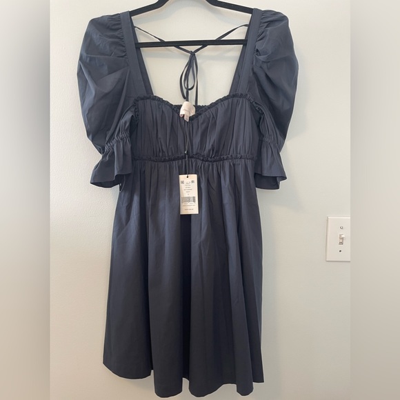 NWOT Cinq à sept Navy Mini Baby Doll Dress w/ Puff Sleeves - Size 0 - Picture 4 of 11